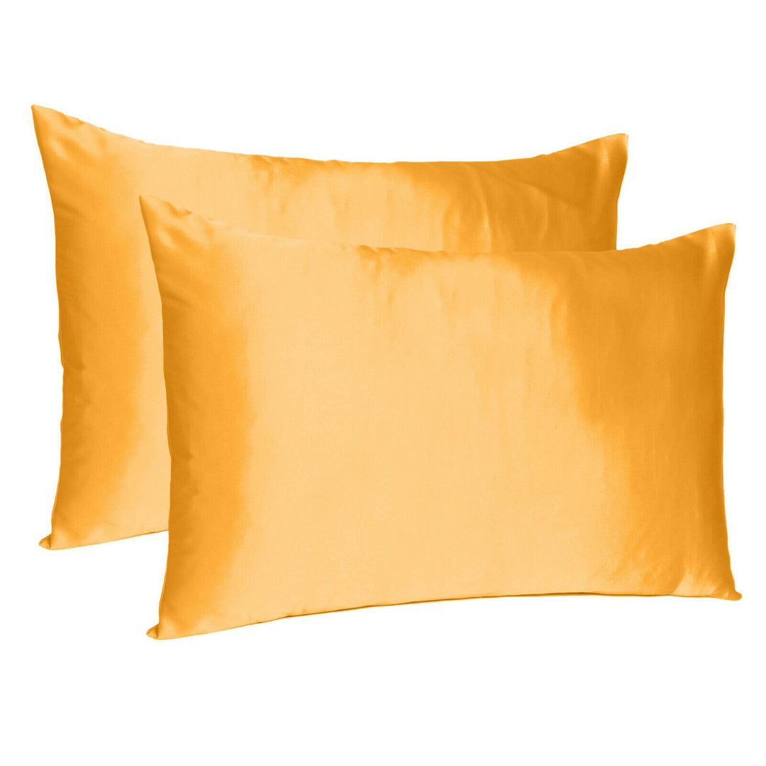 Apricot Dreamy Set Of 2 Silky Satin King Pillowcases