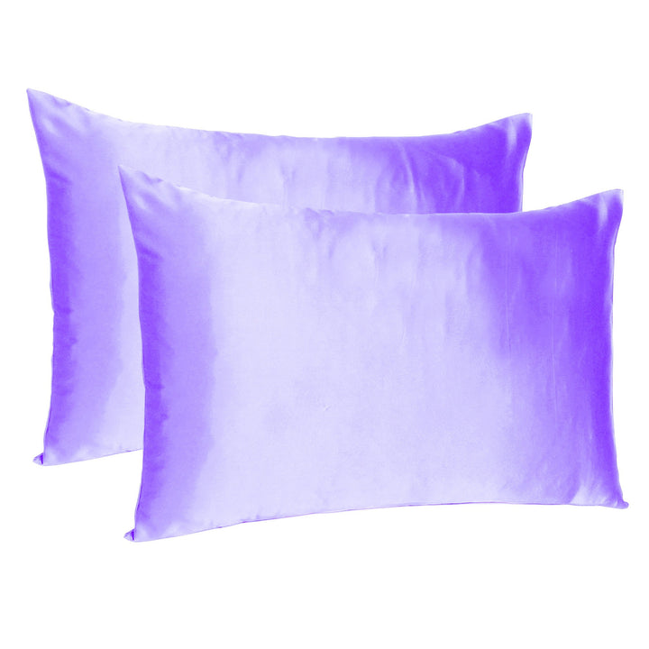 Purple Dreamy Set Of 2 Silky Satin King Pillowcases