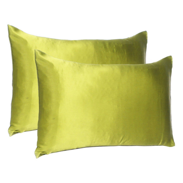 Lemongrass Dreamy Set Of 2 Silky Satin King Pillowcases