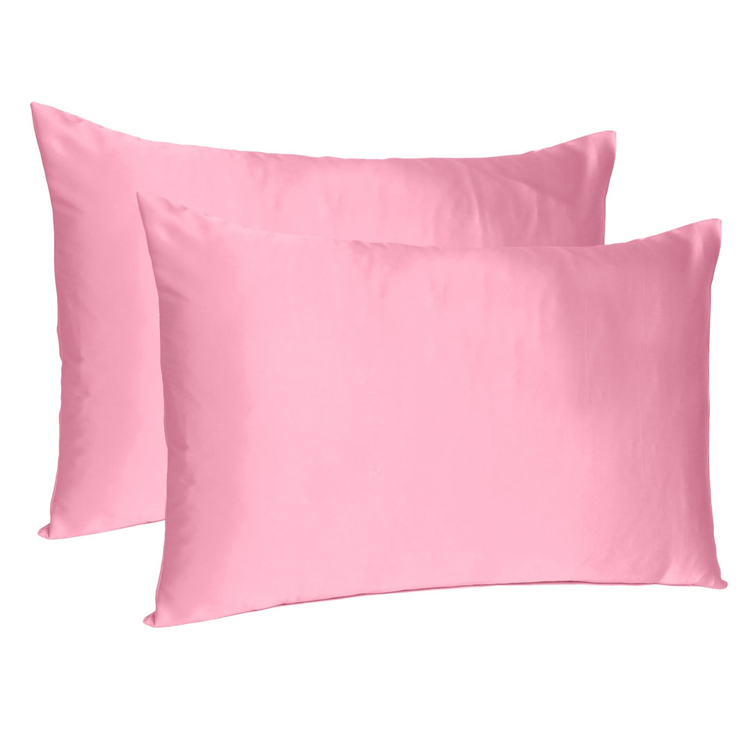 Pink Rose Dreamy Set Of 2 Silky Satin King Pillowcases