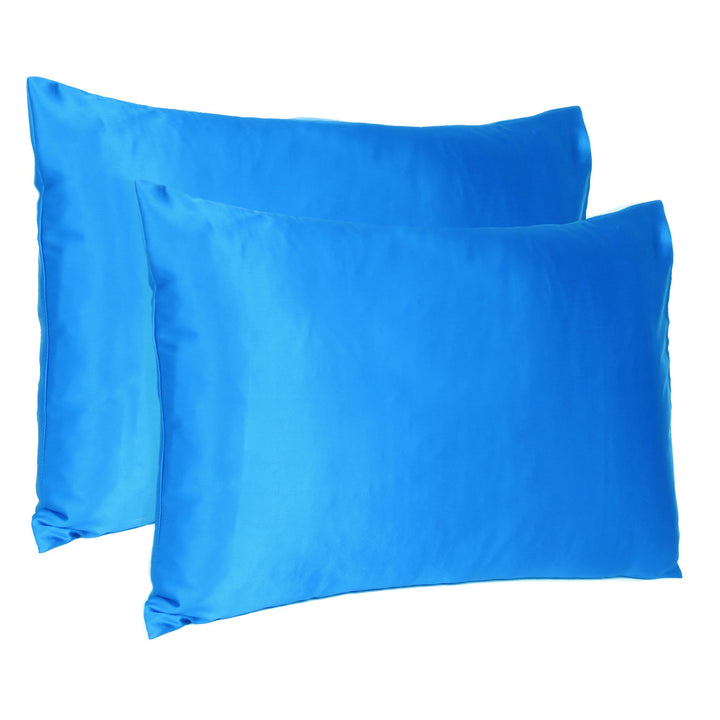 Blue Dreamy Set Of 2 Silky Satin Standard Pillowcases