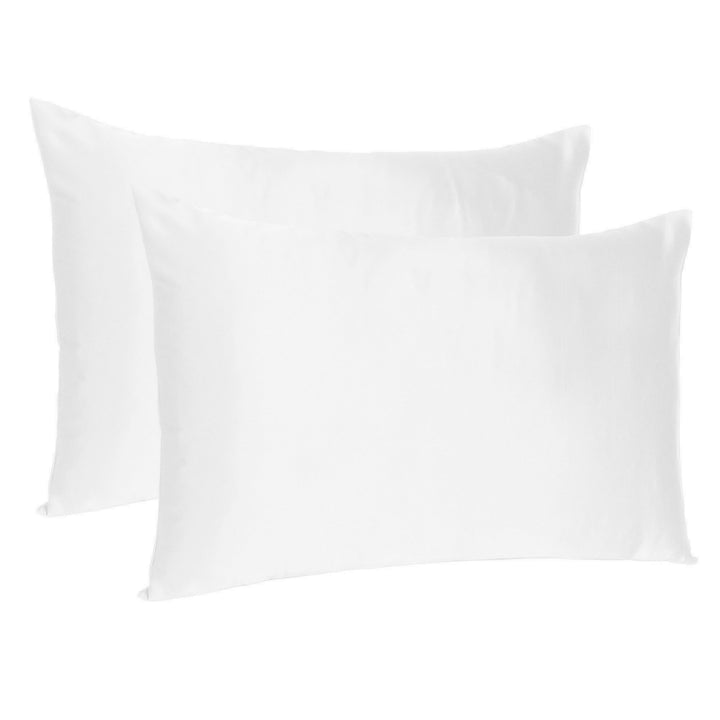 White Dreamy Set Of 2 Silky Satin Standard Pillowcases