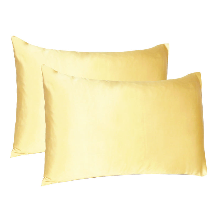 Gold Dreamy Set Of 2 Silky Satin Standard Pillowcases