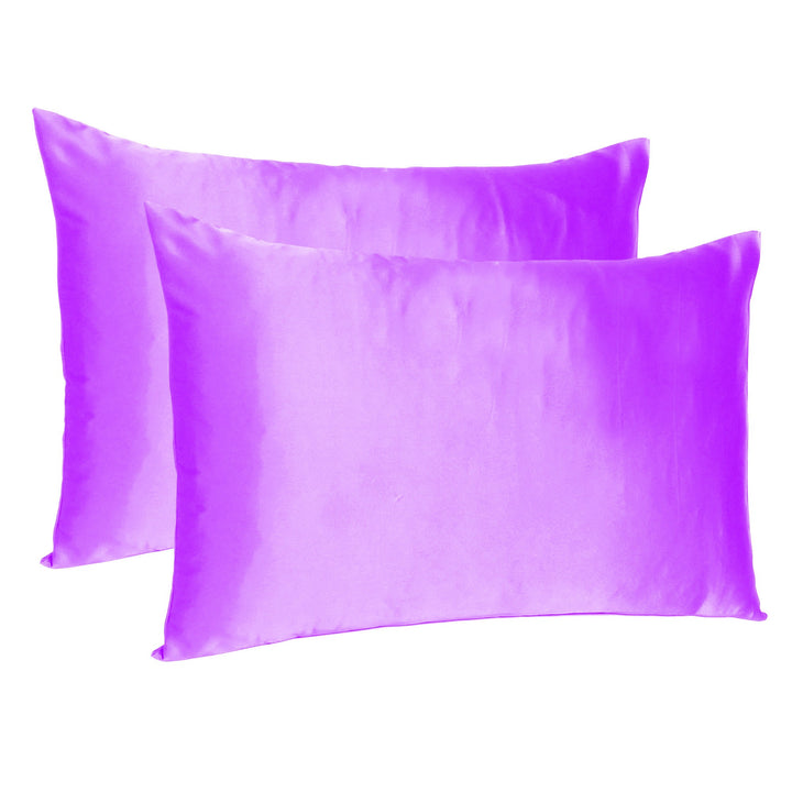 Violet Dreamy Set Of 2 Silky Satin Standard Pillowcases