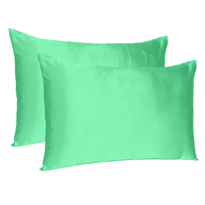 Green Dreamy Set Of 2 Silky Satin Standard Pillowcases