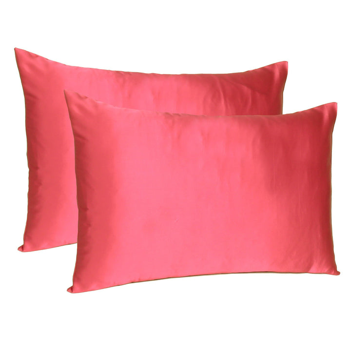 Poppy Red Dreamy Set Of 2 Silky Satin Standard Pillowcases