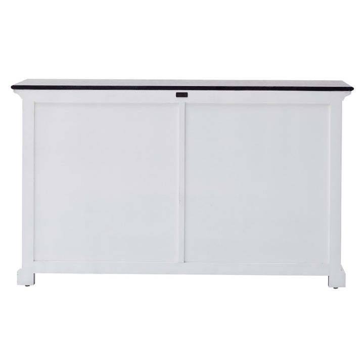 Modern Farmhouse Black And White Buffet Server With Sliding Doors