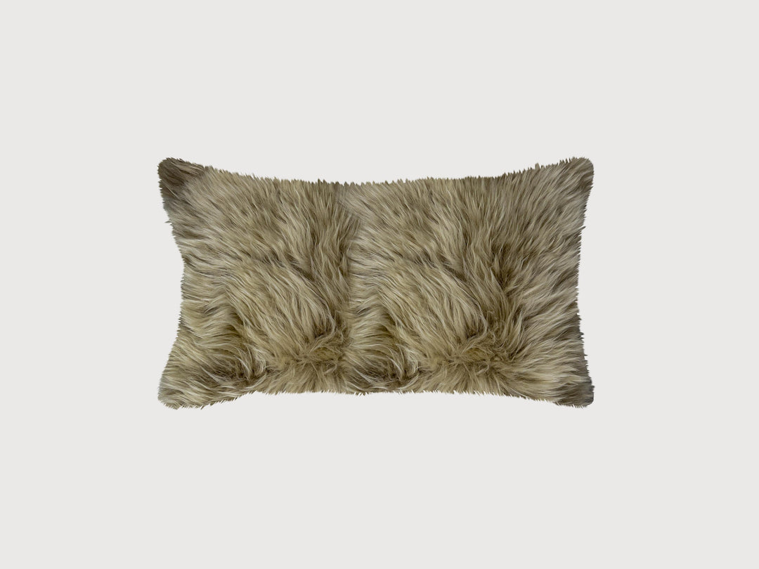 Taupe Natural Sheepskin Lumbar Pillow