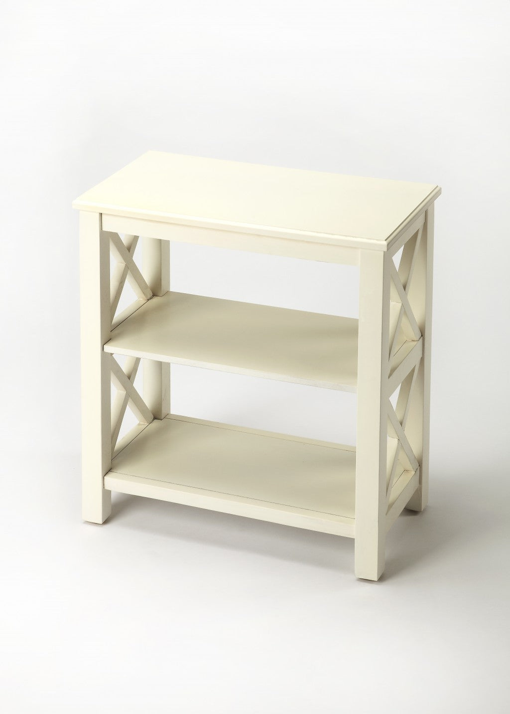 25" White Two Tier Standard Bookcase