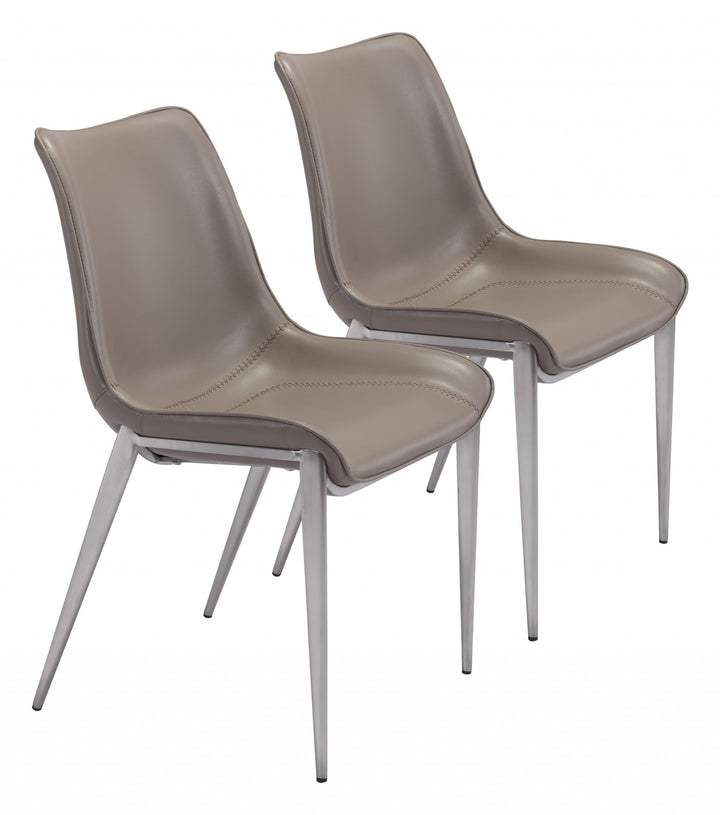 Stich Gray Faux Leather Side or Dining Chairs Set of 2 Chairs