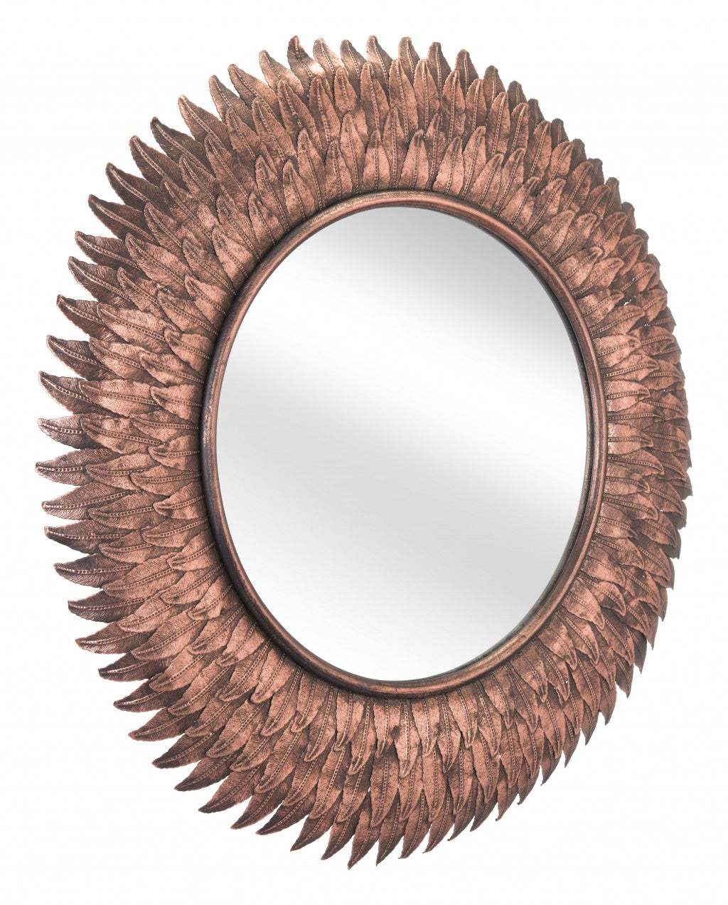 Bronze Leaf Round Mirror