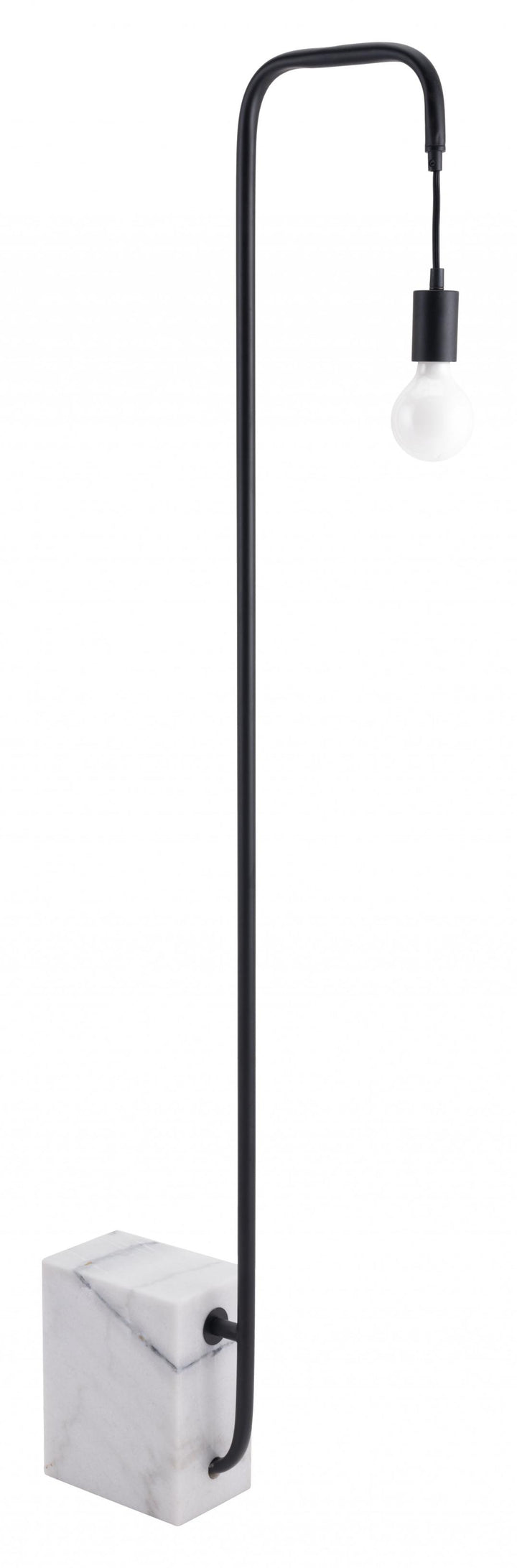 Black Industrial and White Marble Bulb Floor Lamp