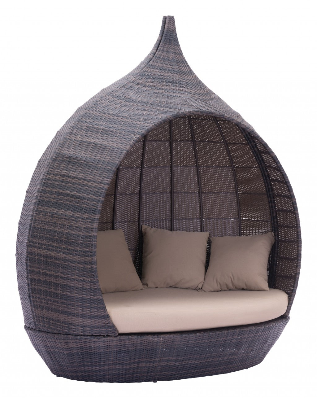 Teardrop Shaped Brown and Beige Daybed