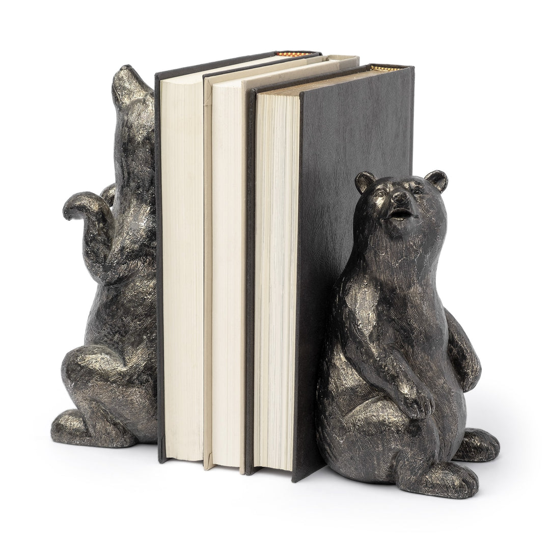 Metallic Tone Grizzly Bear Bookends