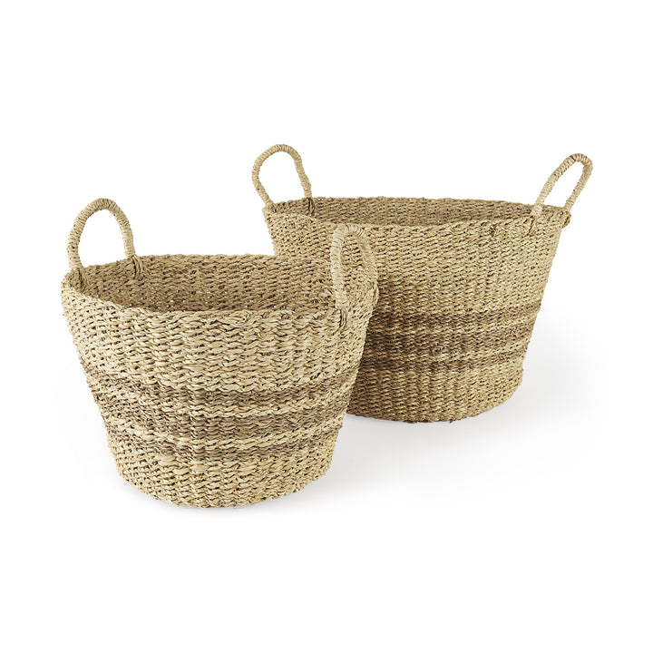 Set Of Two Detailed Wicker Storage Baskets