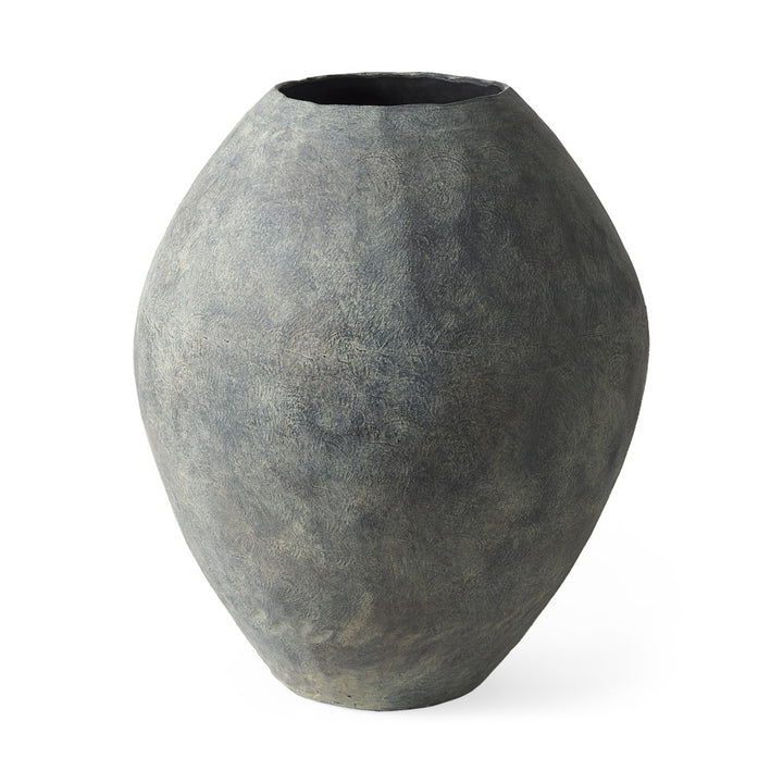 Kyros Gray 28" Earthy Ceramic Oval Vase