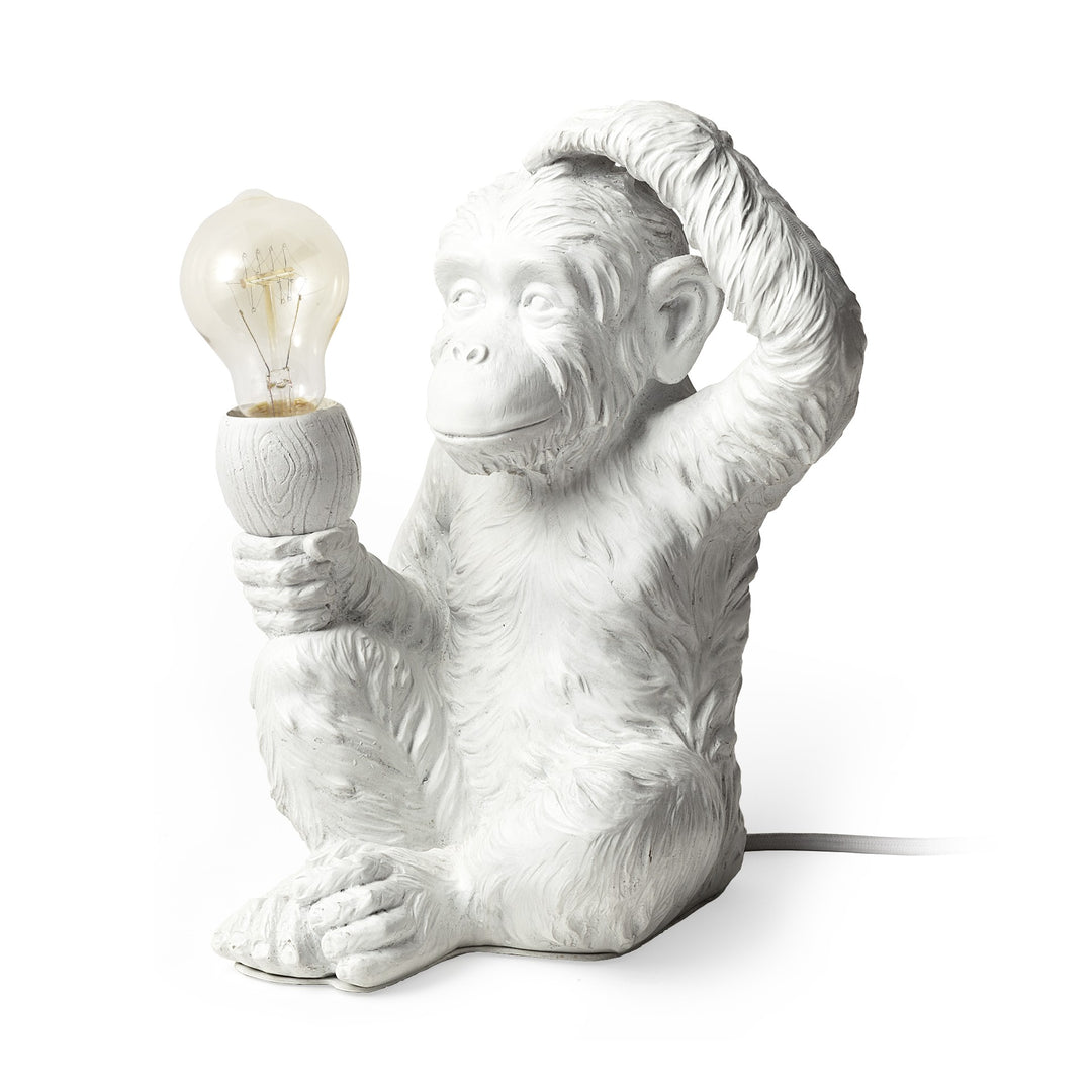 White Whimsical Monkey Table Or Desk Lamp