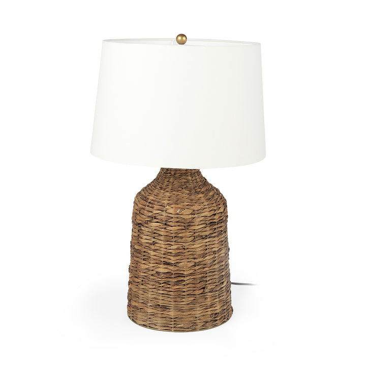 Updated Rustic Brown Wicker Table Lamp