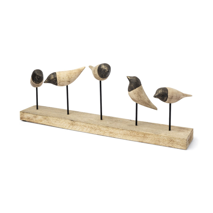 Wood And Metal Bird Stand Sculpture