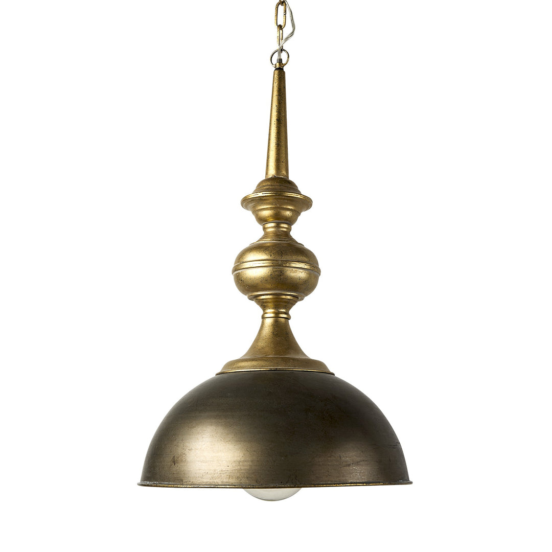 Gold Toned Metal Dome Hanging Pendant Light