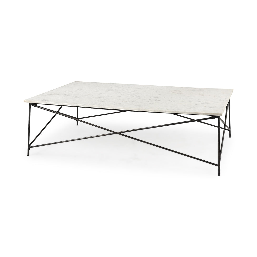 White Marble Criss Cross Base Coffee Table