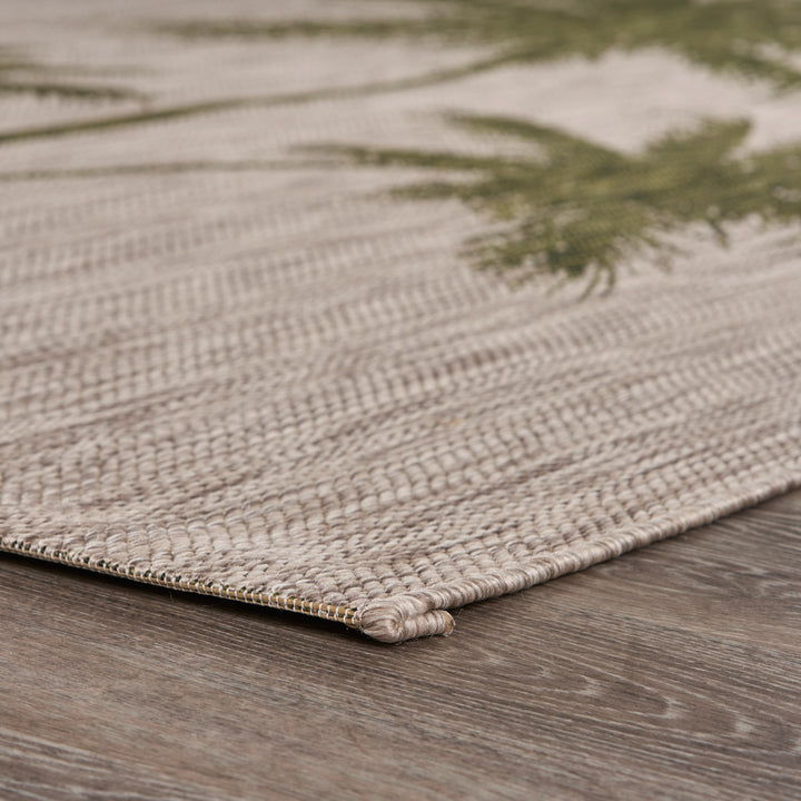 5' X 7' Beige Floral Indoor Outdoor Area Rug