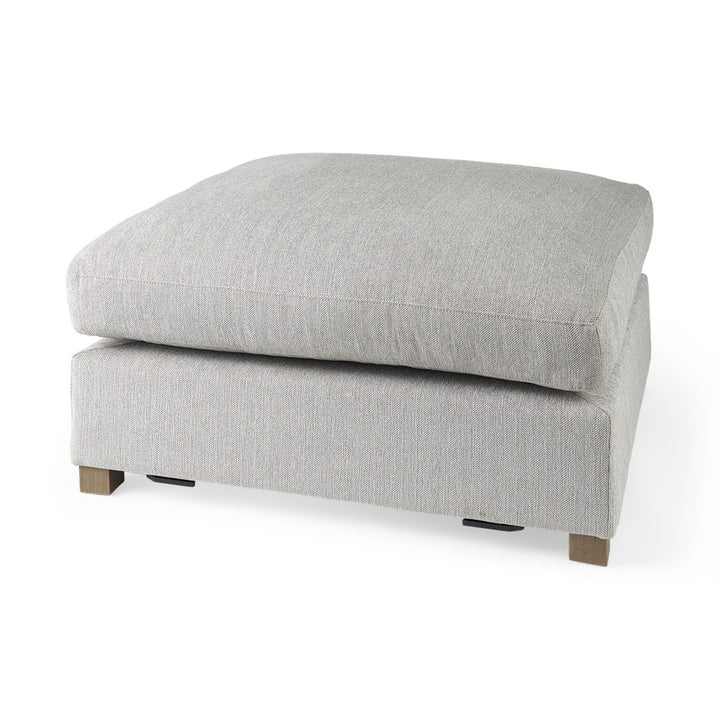 39" Light Gray Polyester And Brown Cocktail Ottoman