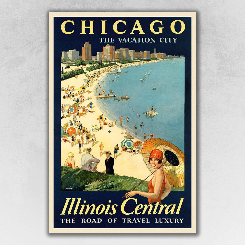 Vintage 1929 Chicago Vacation Travel Unframed Print Wall Art