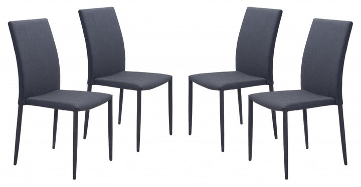 Set of Four Black Restaurant Quality Sleek Dining Chairs