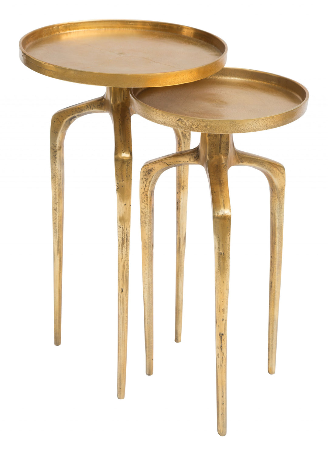 Set Of Two 13" Gold Nested Tables