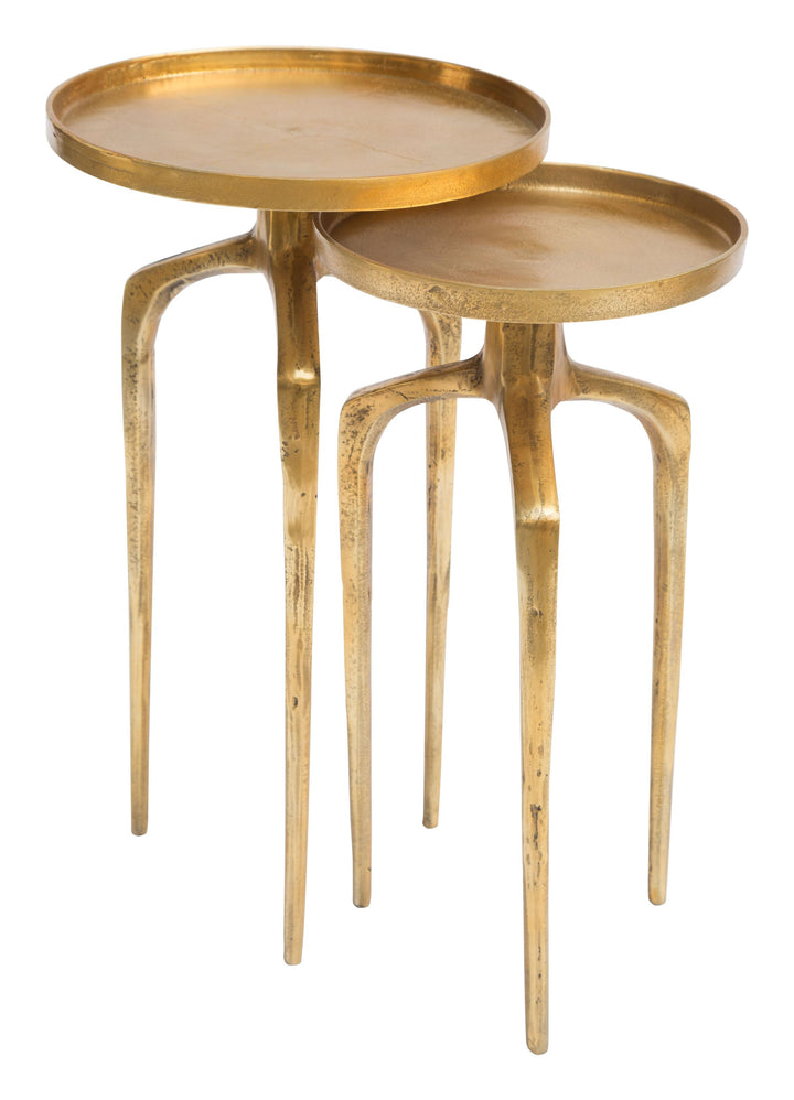 Set Of Two 13" Gold Nested Tables