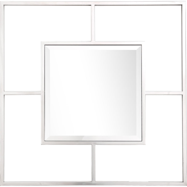 32" Painted Square Accent Mirror Wall Mounted With Metal Frame