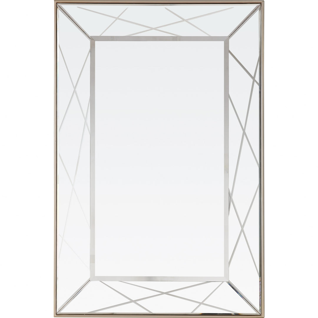 43" Painted Rectangle Accent Mirror Wall Mounted With Metal Frame