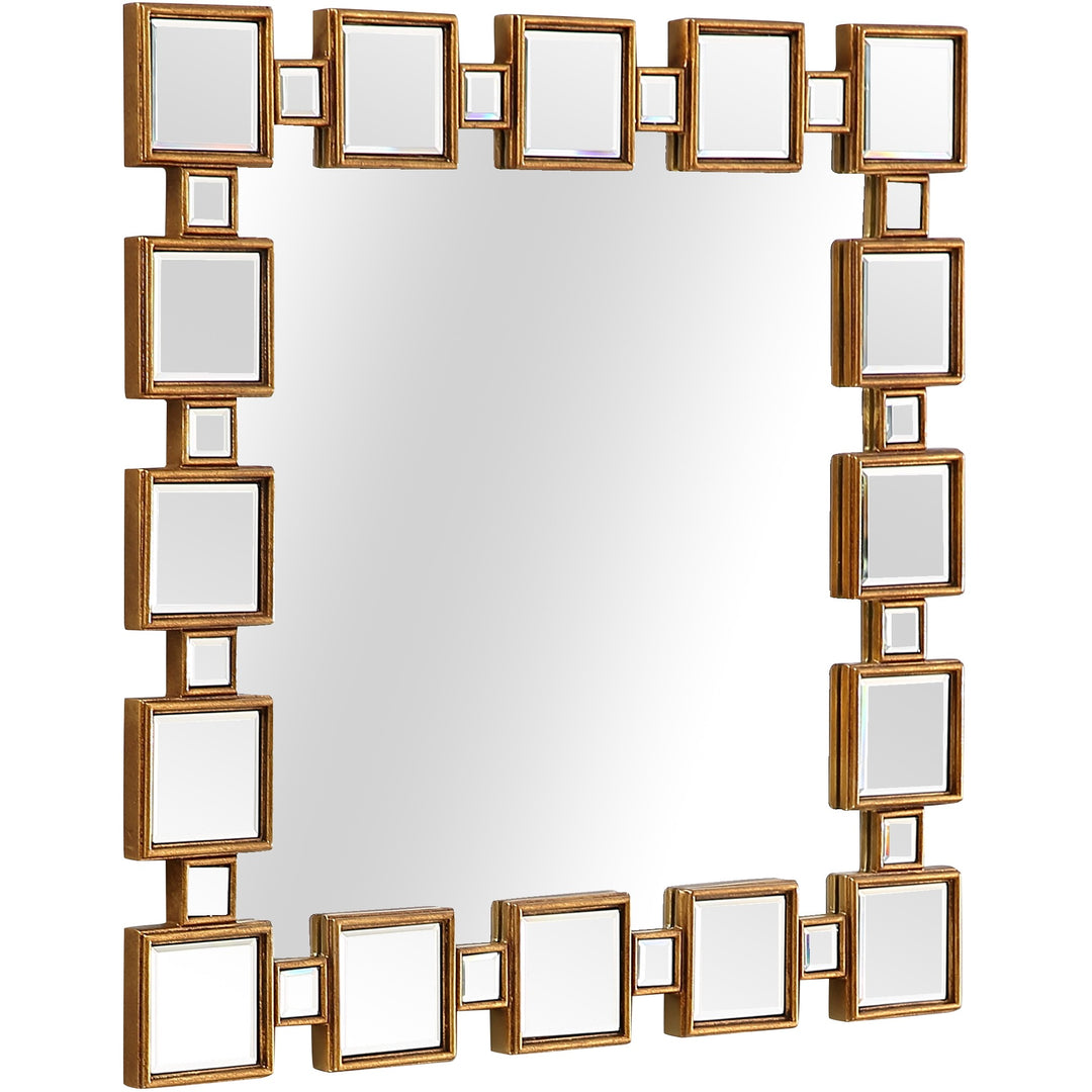 32" Rustic Square Accent Mirror Wall Mounted With Frame