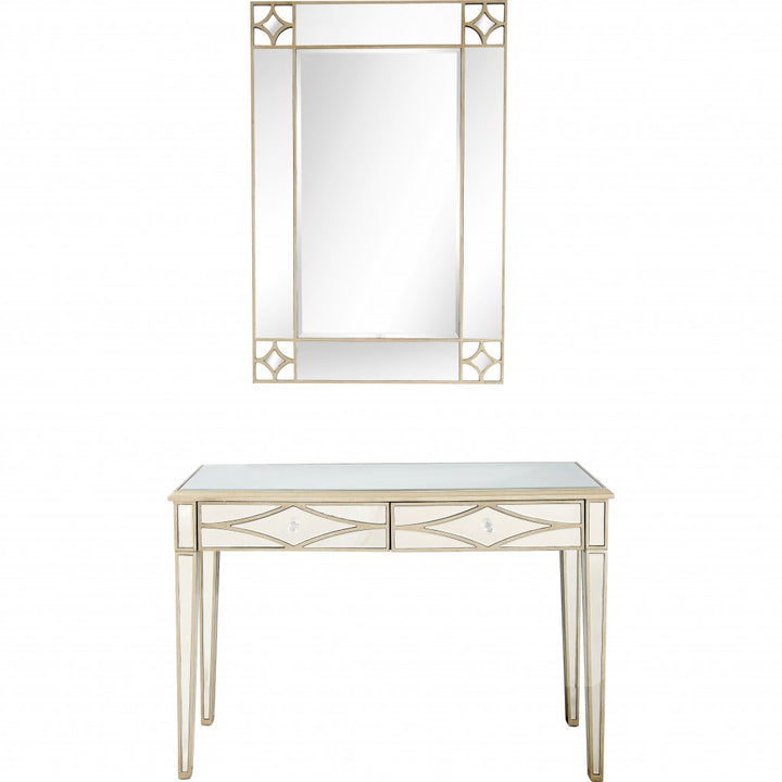 Champagne Finish Mirror and Console Table