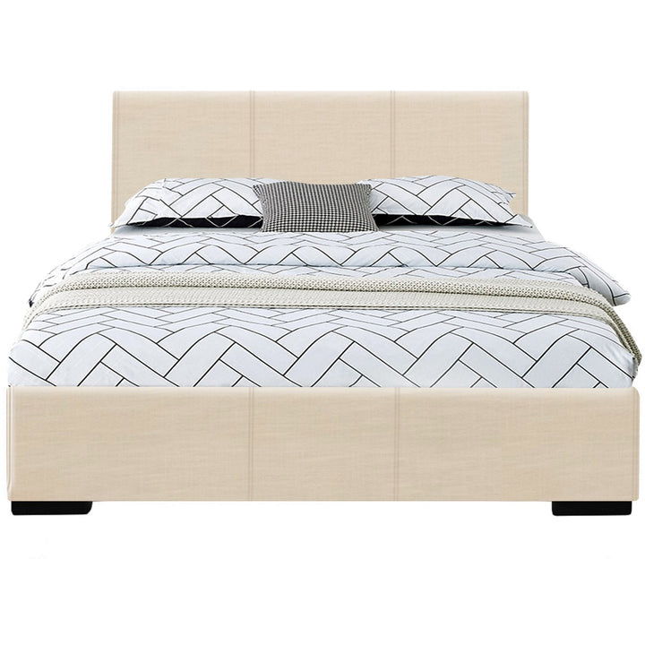 Beige Platform Queen Bed