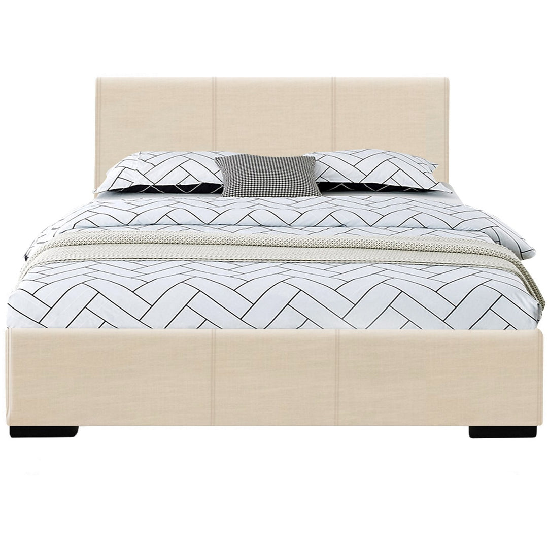 Beige Platform Queen Bed