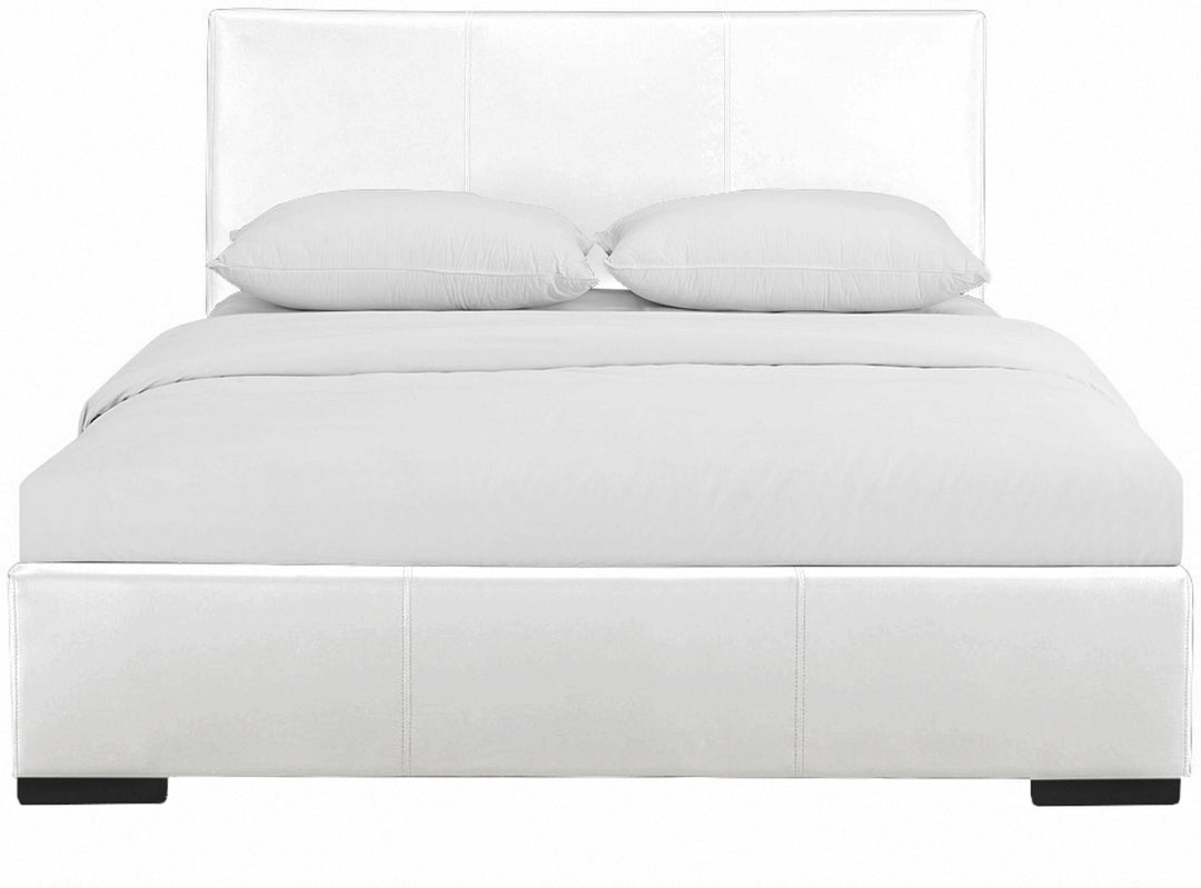 White Upholstered Queen Platform Bed