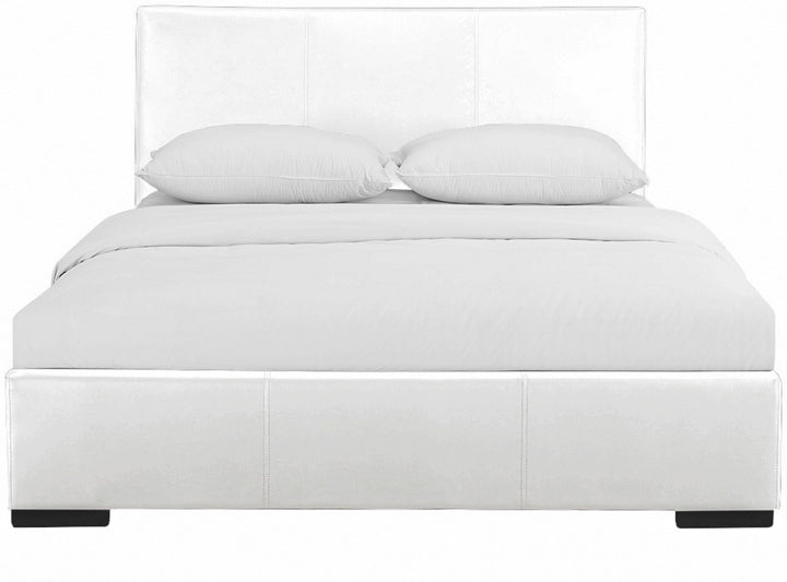 White Upholstered Queen Platform Bed