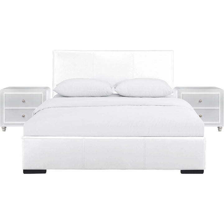 Solid Manufactured Wood White Standard Bed Upholstered With Headboard