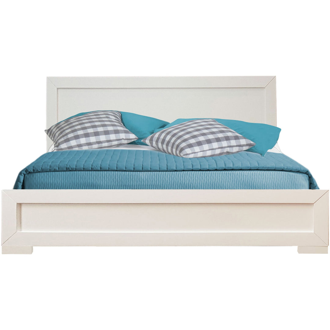 White Wood Queen Platform Bed