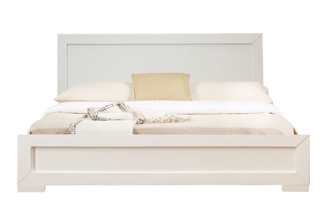 White Wood Full Platform Bed