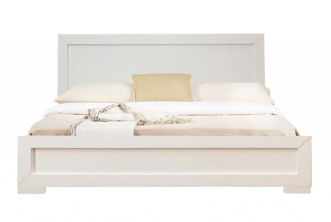 White Wood King Platform Bed