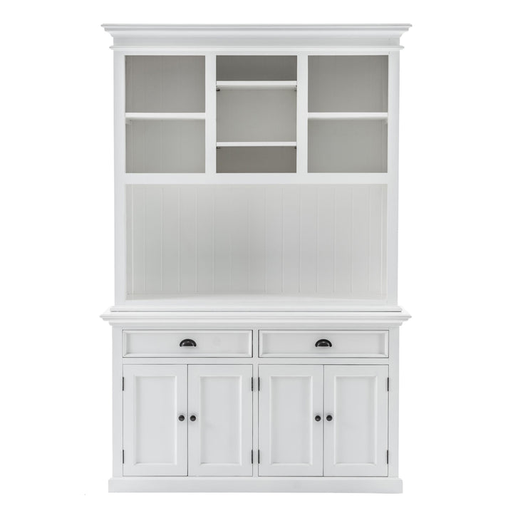 Classic White Buffet Hutch Unit with 2 Adjustable Shelves