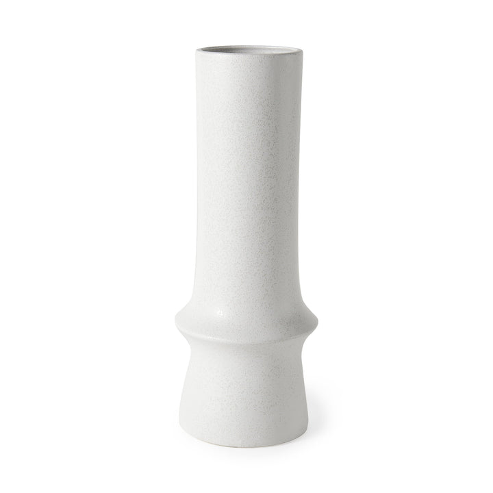 17" White Contempo Deco Ceramic Vase