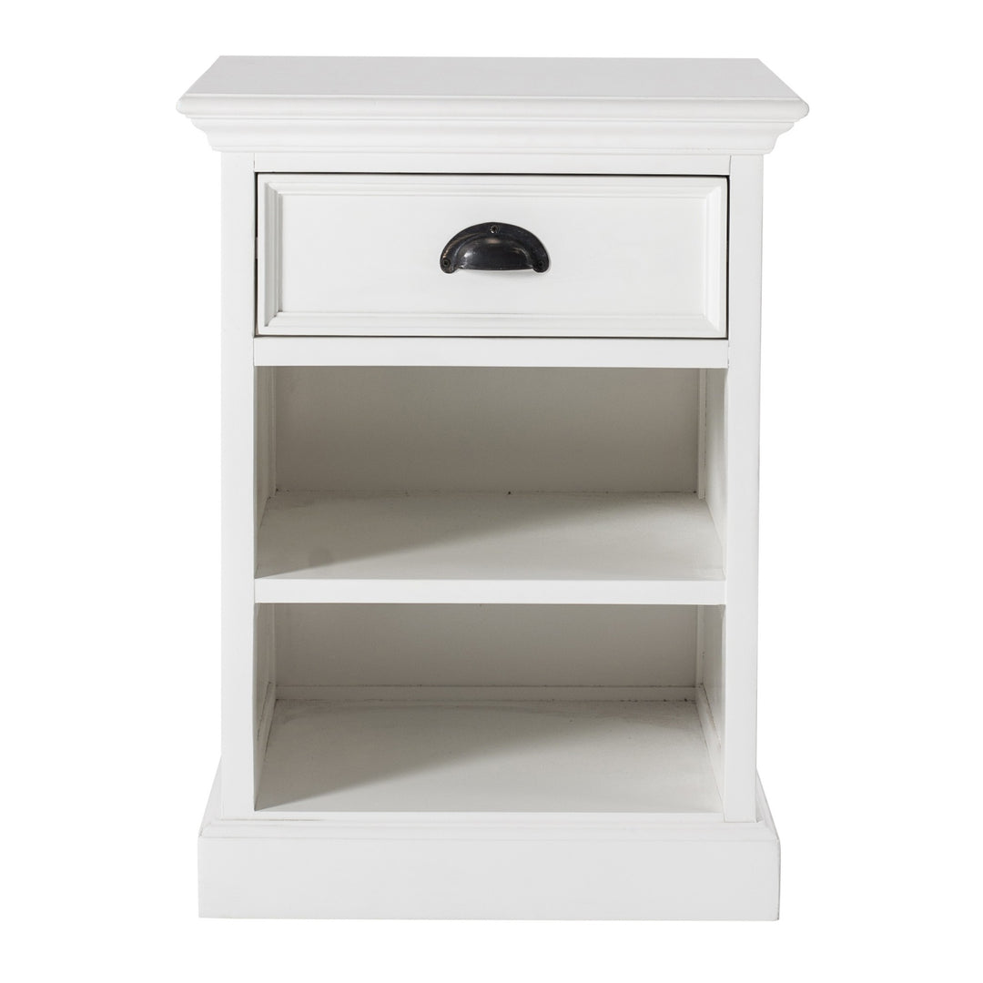 Classic White Nightstand With Shelves