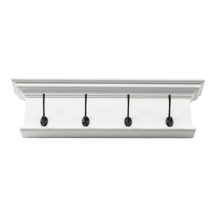 Classic White Four Hook Hanging Coat Rack