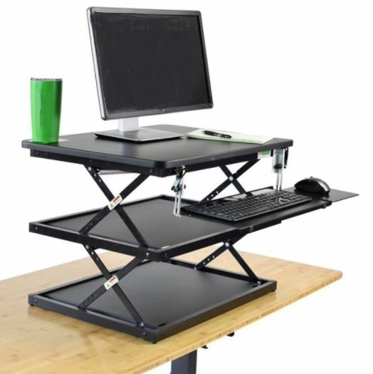 Black Adjustable Tall Standing Desk Converter and Riser