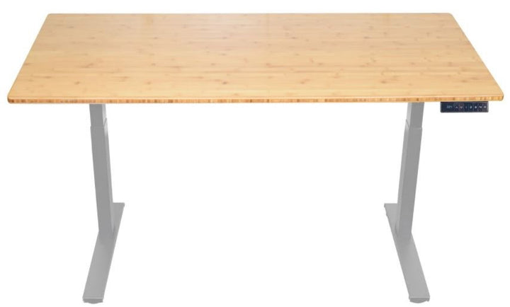 Gray and Natural Bamboo 52" Dual Motor Electric Office Adjustable Computer Desk