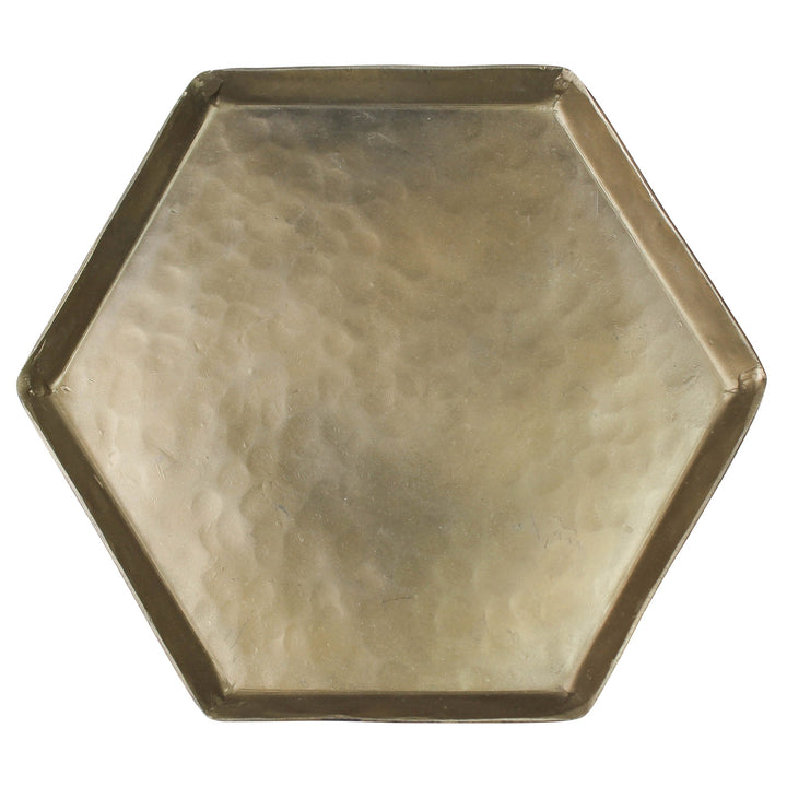 Hammered Metal Hexagonal Serving Tray